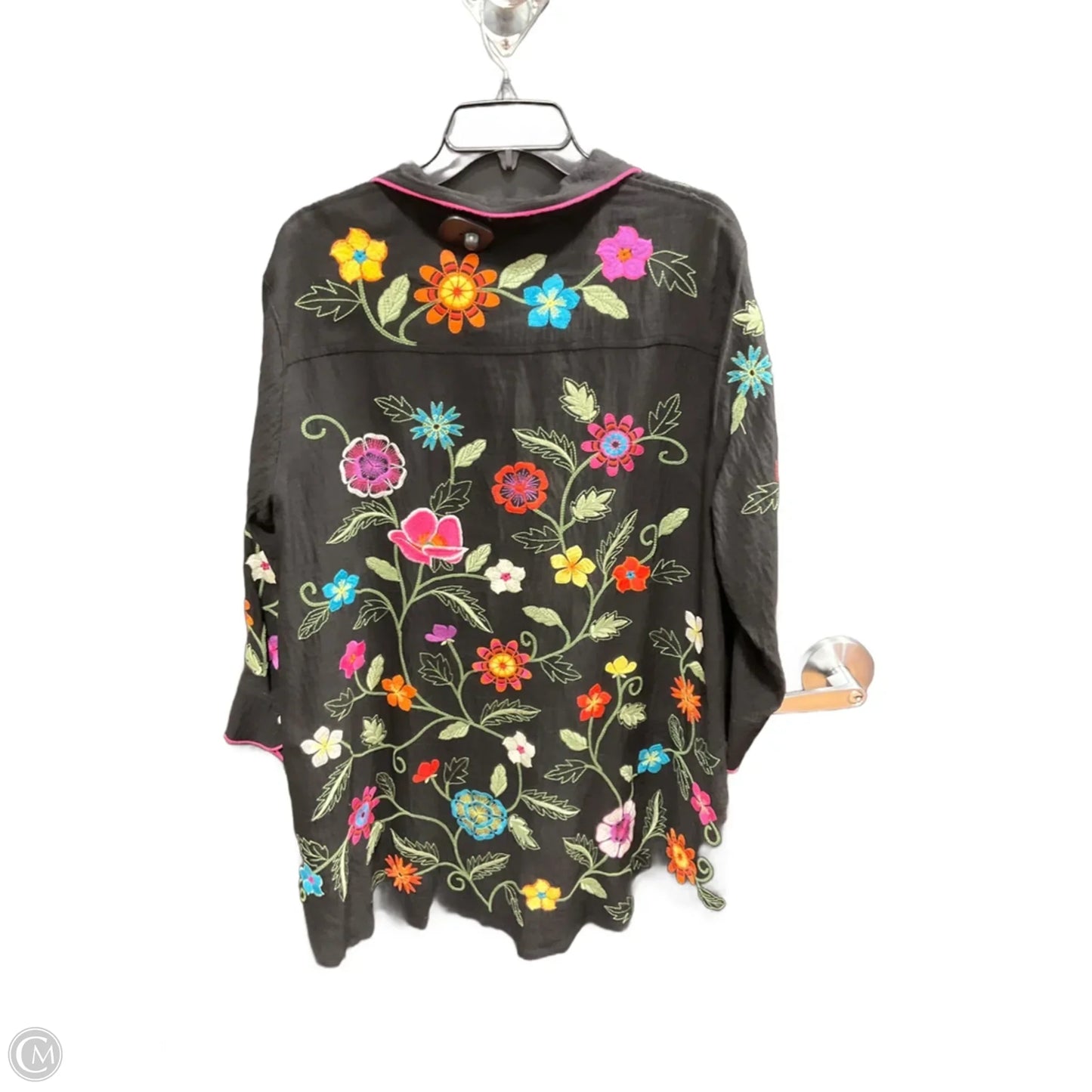 Blouse Long Sleeve By John Mark In Floral Print, Size: Xl