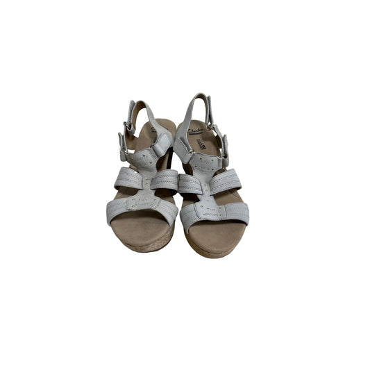 Sandals Heels Wedge By Clarks In Grey, Size: 8.5