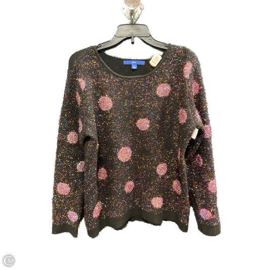 Sweater By Apt 9 In Black & Pink, Size: L