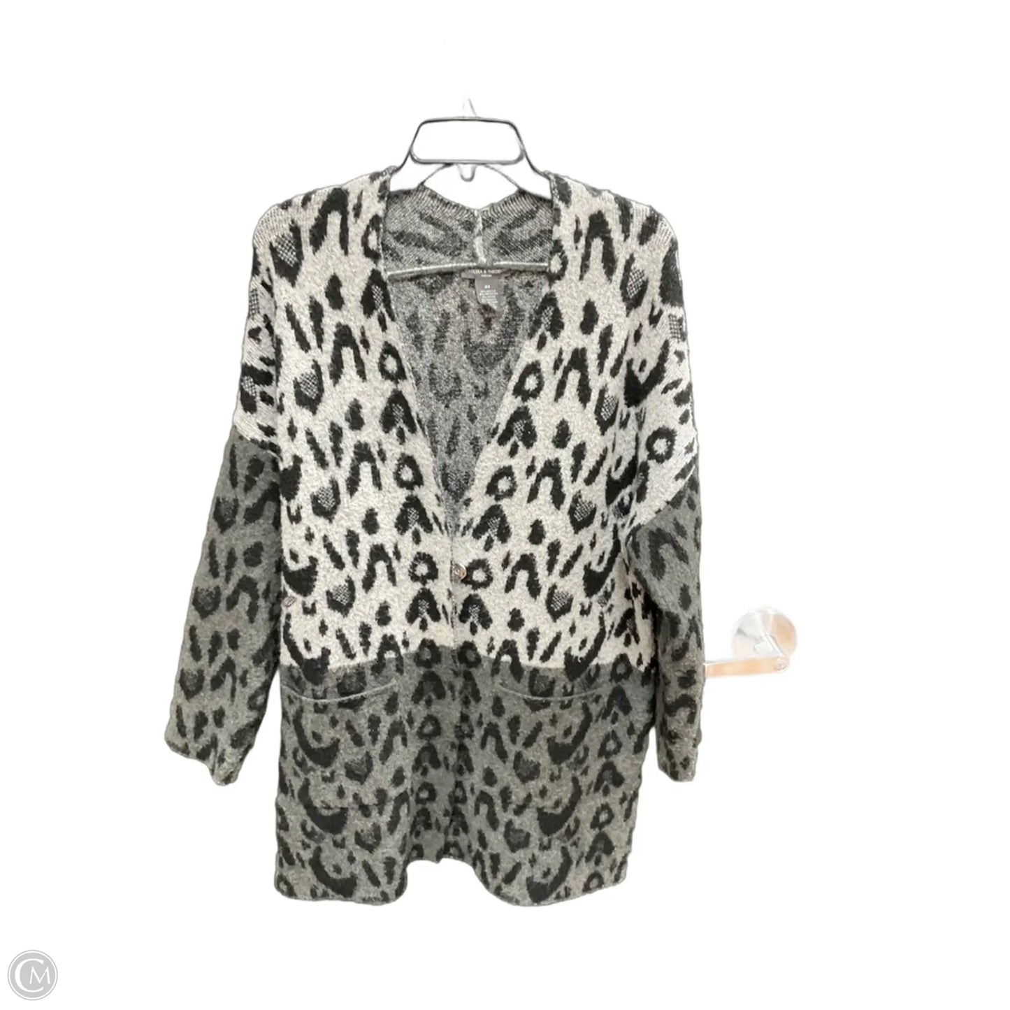 Cardigan By Chelsea And Theodore In Grey & Orange, Size: L