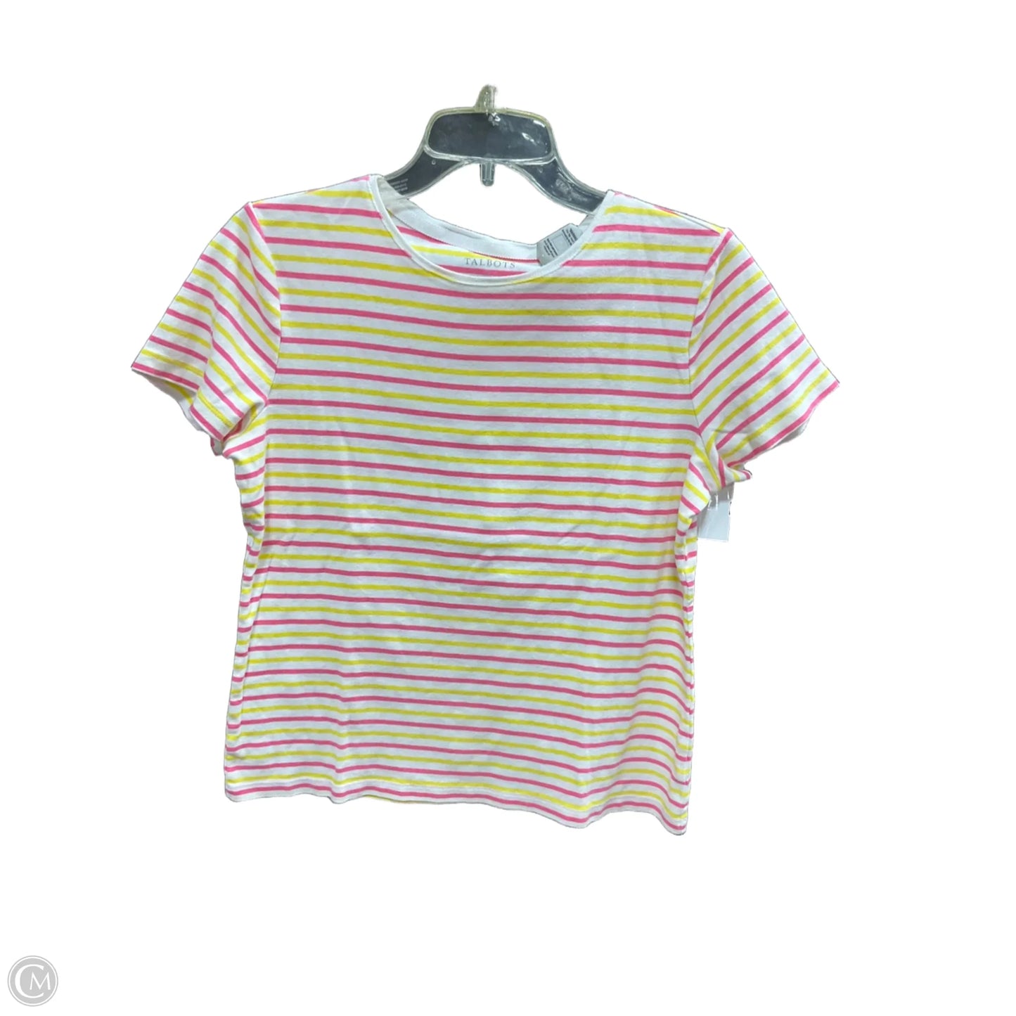 Top Short Sleeve By Talbots In Pink & Yellow, Size: L