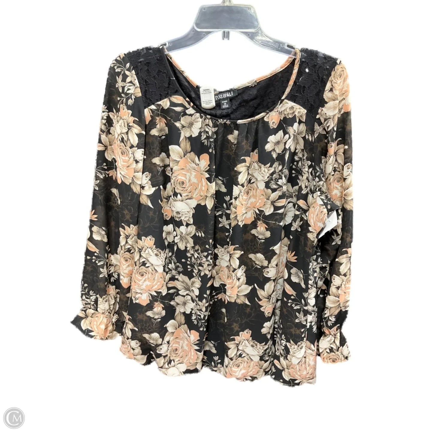 Top 3/4 Sleeve By Roz And Ali In Floral Print, Size: 1x