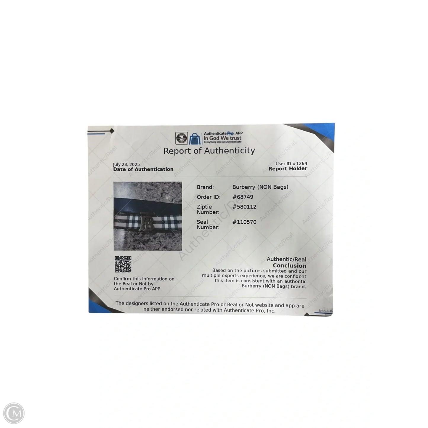 Belt Luxury Designer By Burberry