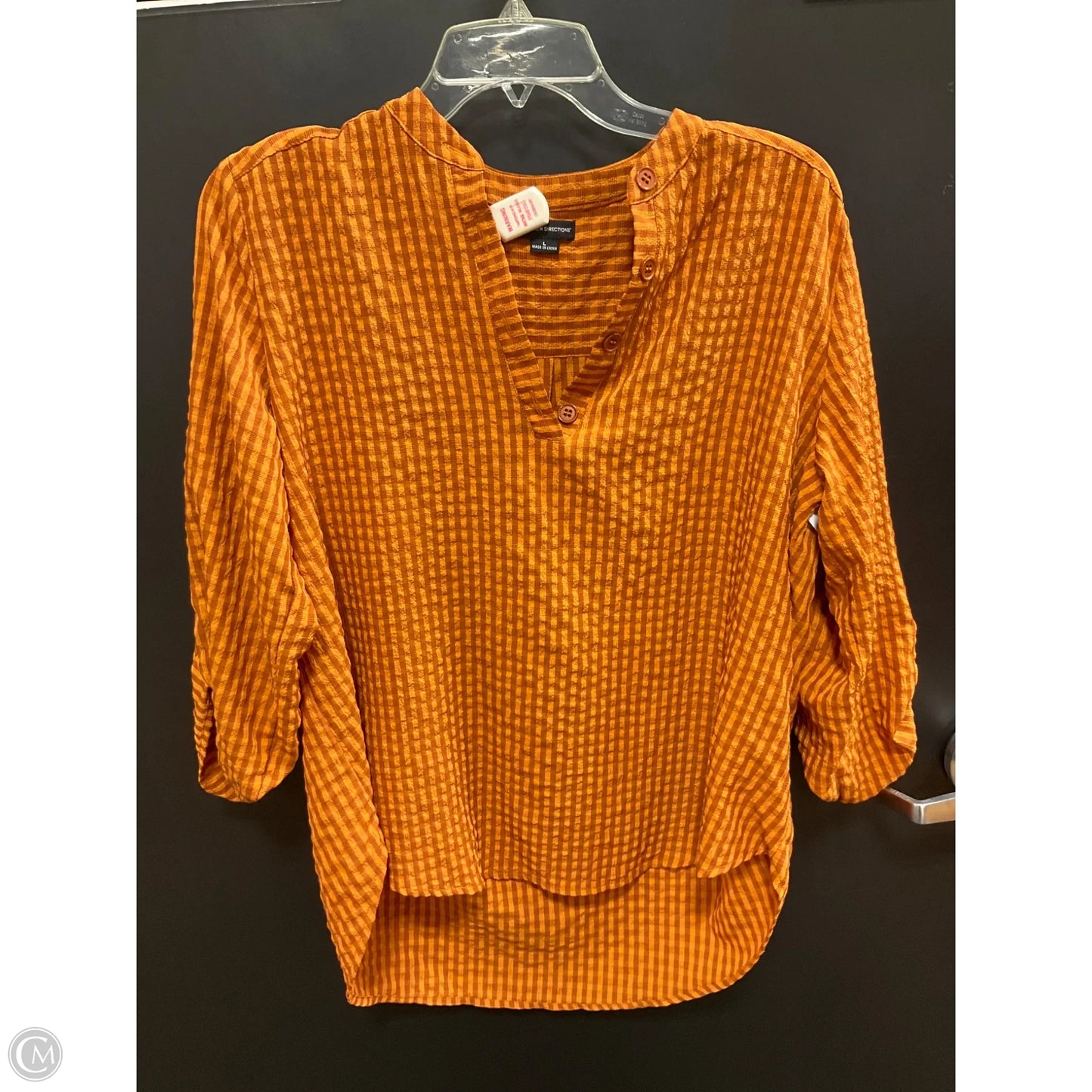 Top 3/4 Sleeve By New Directions In Orange, Size: L