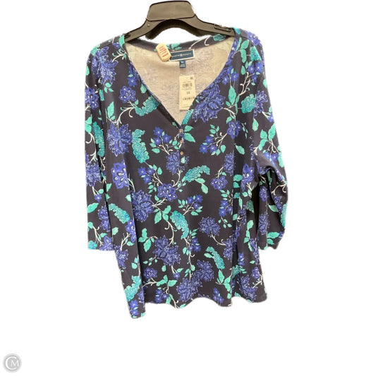 Top 3/4 Sleeve By Karen Scott In Navy, Size: 3x