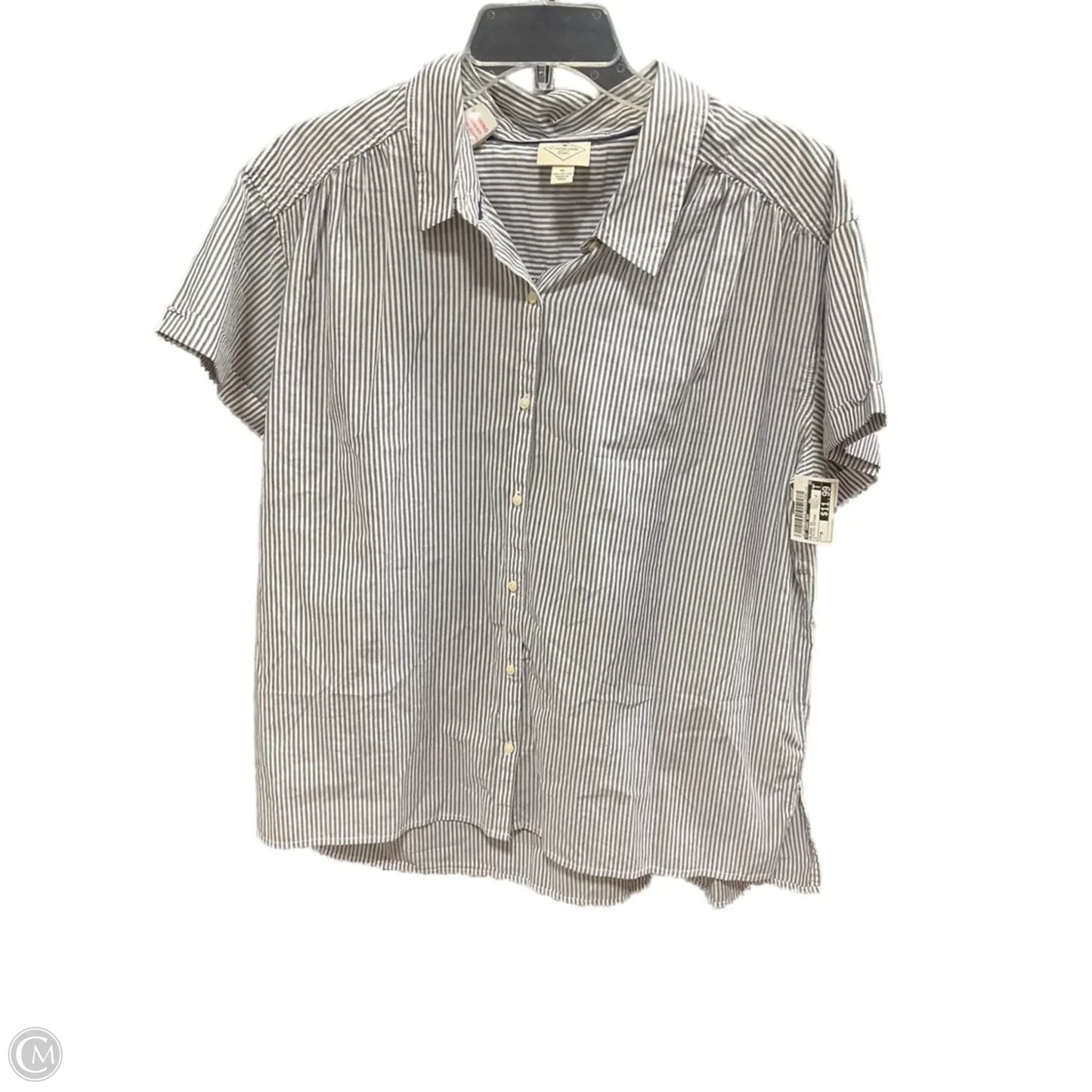 Blouse Short Sleeve By St Johns Bay In Striped Pattern, Size: M