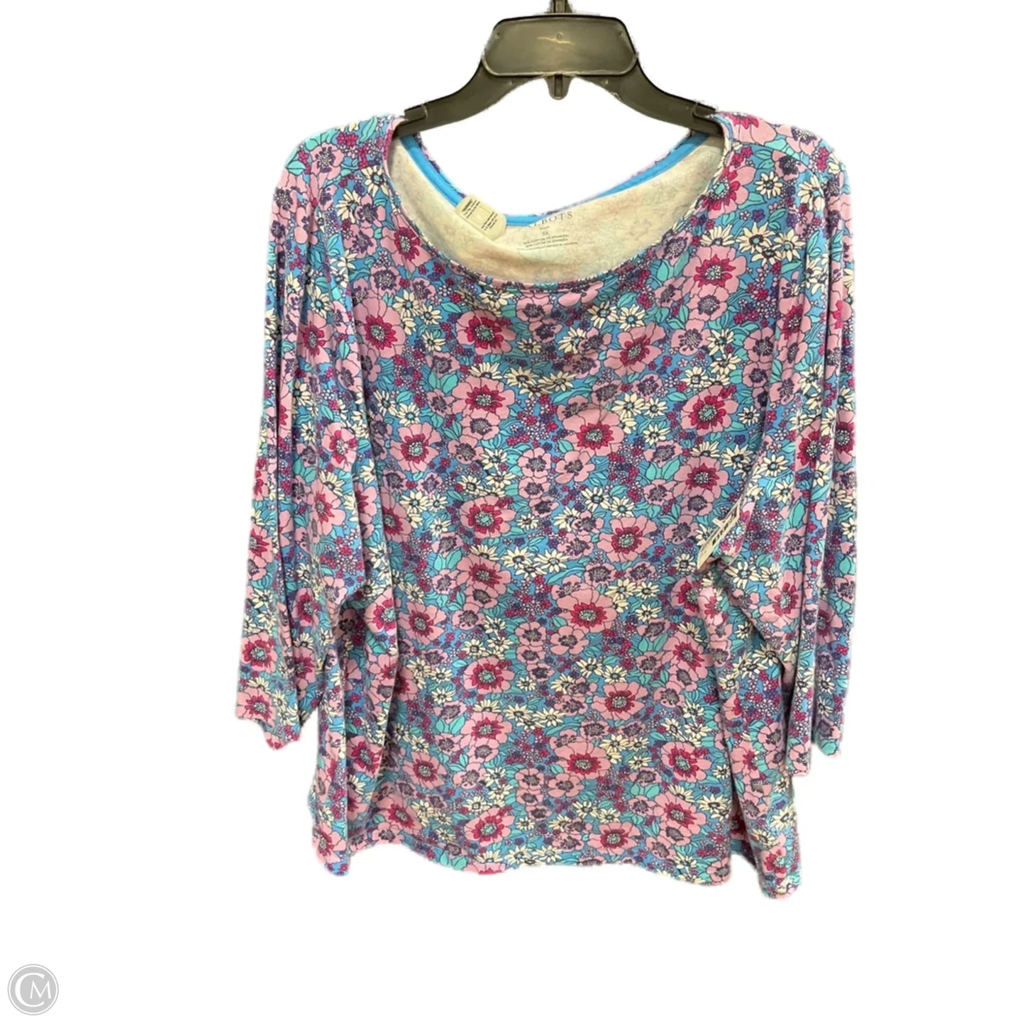 Top 3/4 Sleeve By Talbots In Floral Print, Size: 3x