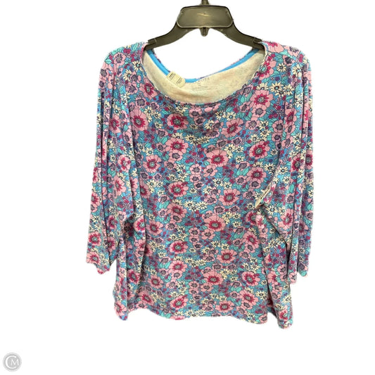 Top 3/4 Sleeve By Talbots In Floral Print, Size: 3x
