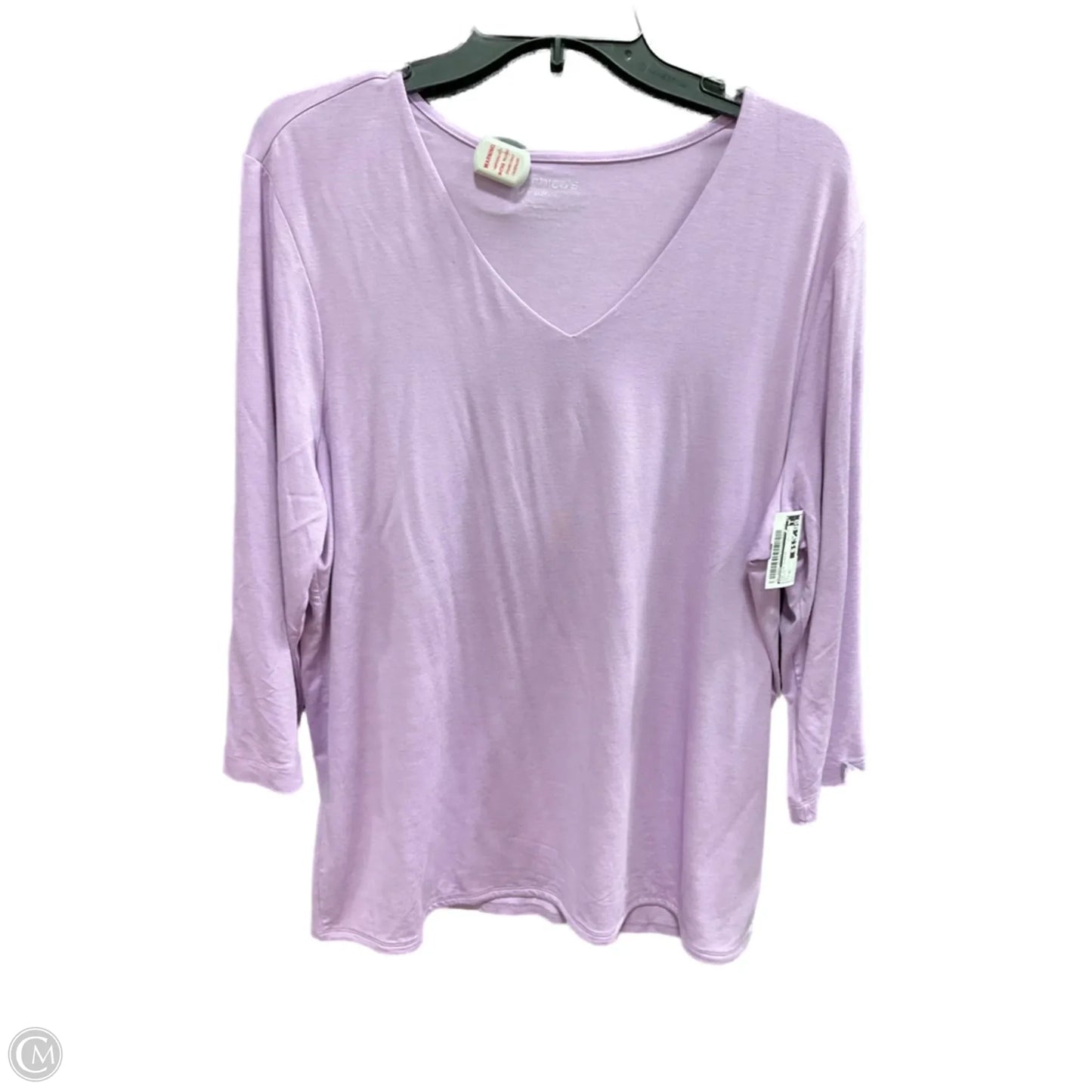 Top 3/4 Sleeve By Chicos In Purple, Size: Xl
