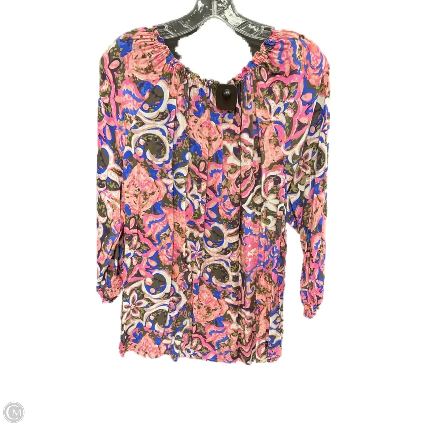 Top 3/4 Sleeve By Talbots In Blue & Pink, Size: 2x