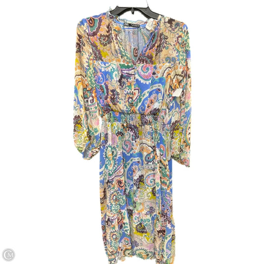Dress Casual Midi By Zara In Multi-colored, Size: L