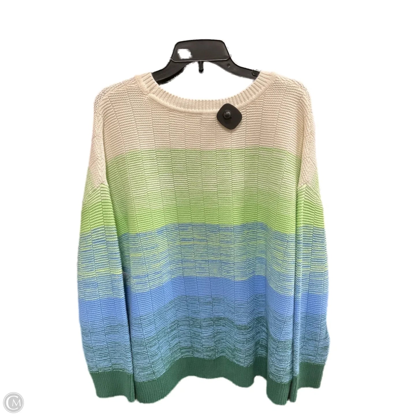 Sweater By Talbots In Green & White, Size: 2x