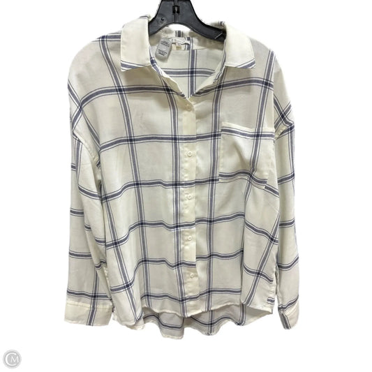 Blouse Long Sleeve By Z Supply In Blue & Cream, Size: L