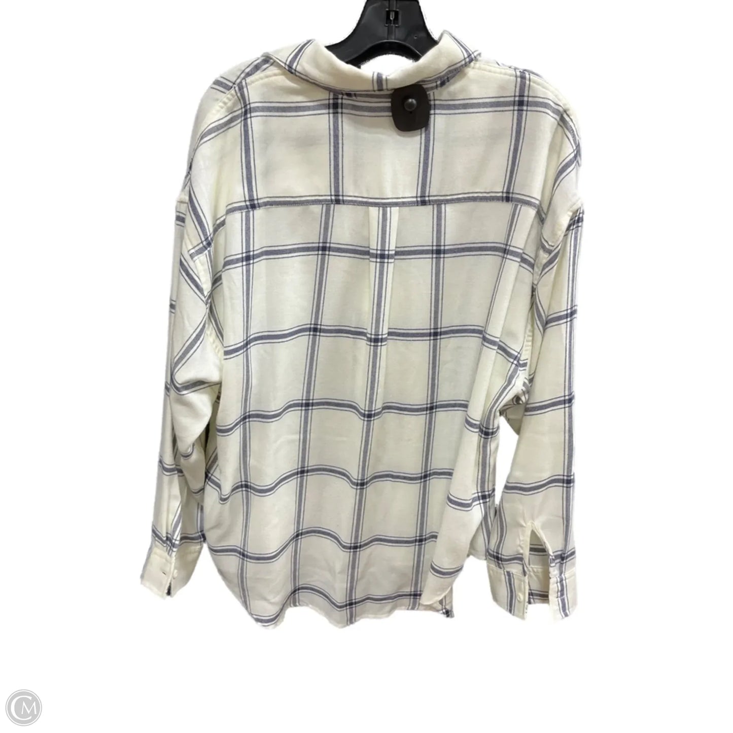 Blouse Long Sleeve By Z Supply In Blue & Cream, Size: L