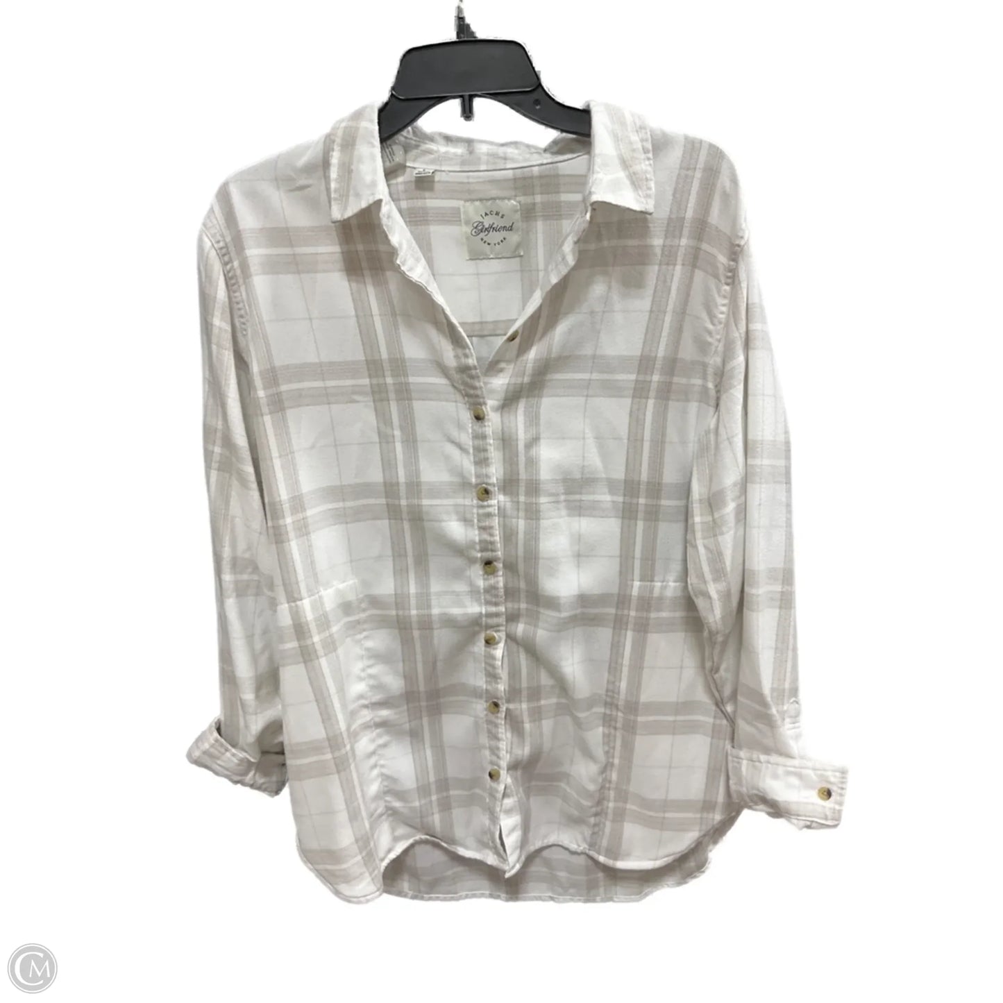 Blouse Long Sleeve By Jachs Girlfirend In Grey & White, Size: L