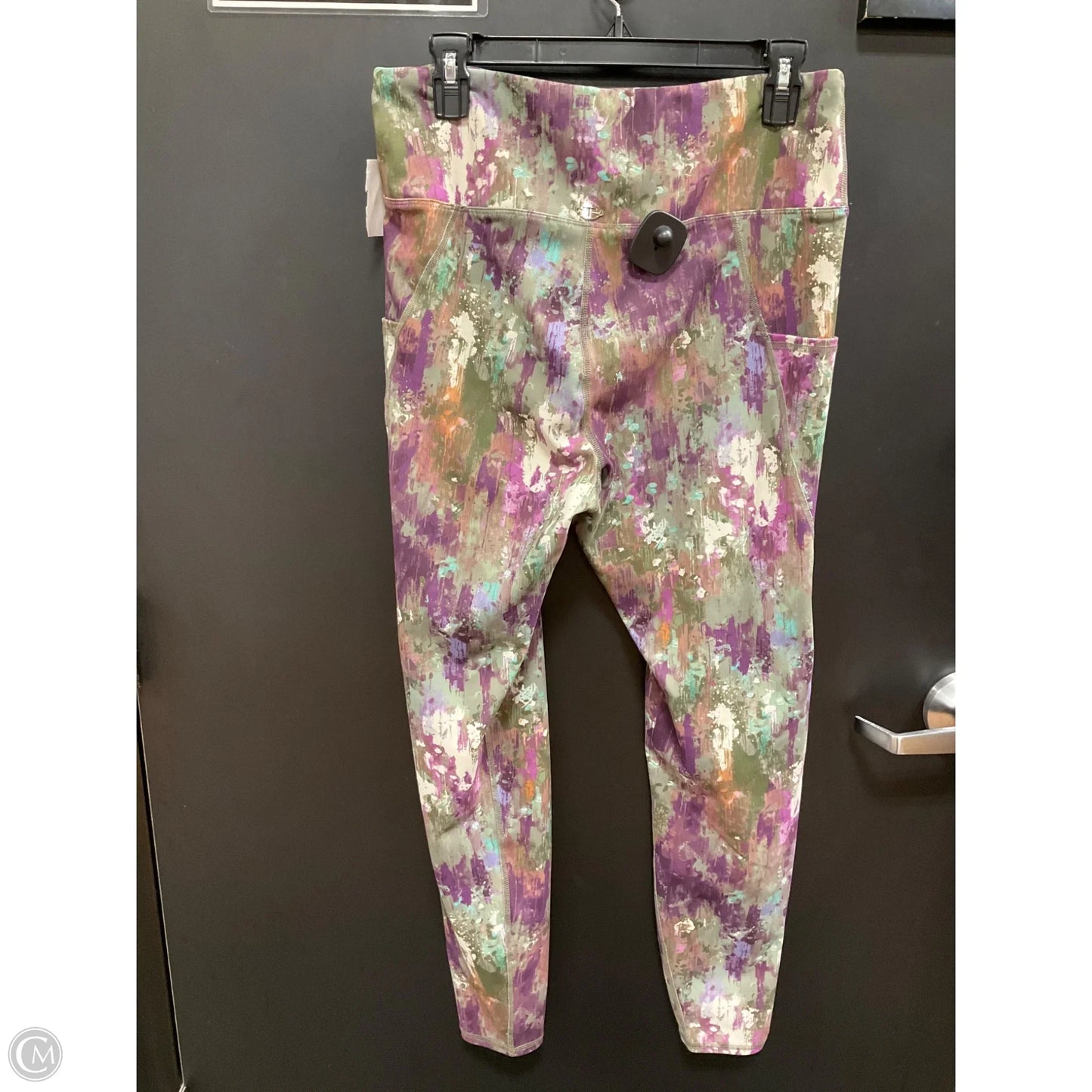 Athletic Leggings By Tahari In Green & Purple, Size: L