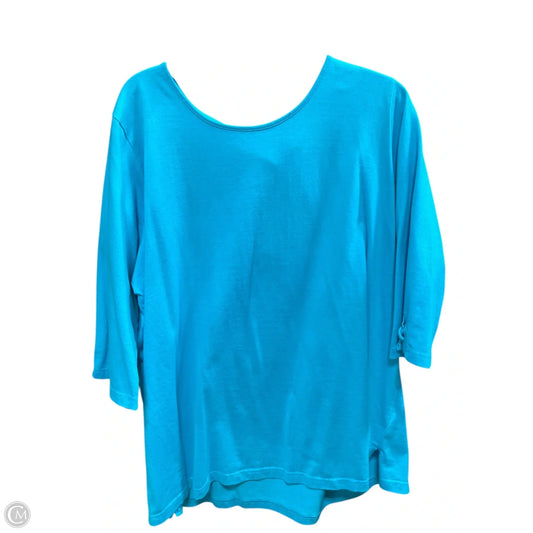 Top 3/4 Sleeve By D&co. In Blue, Size: 3x
