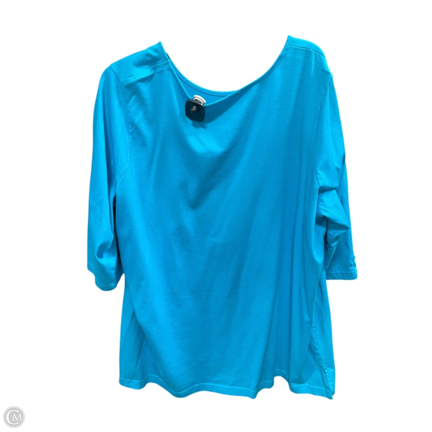 Top 3/4 Sleeve By D&co. In Blue, Size: 3x