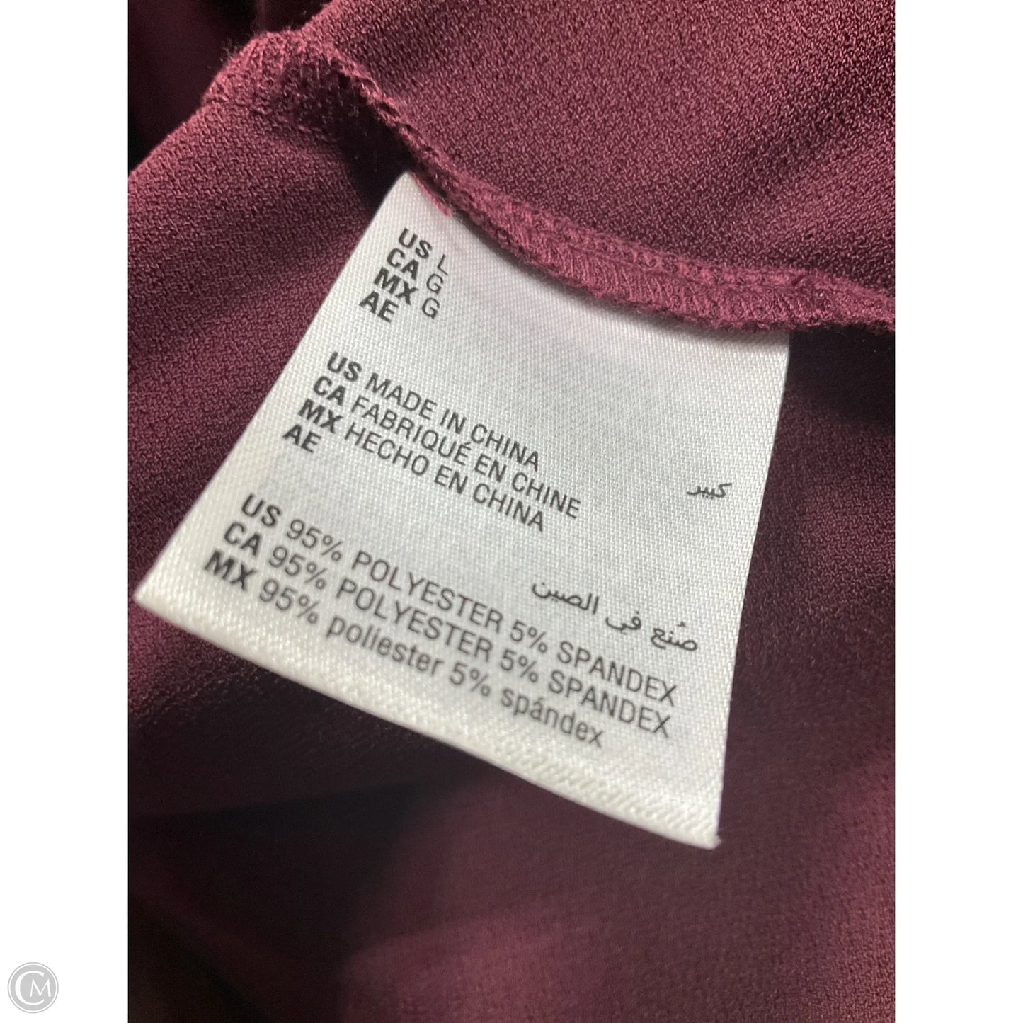 Top Long Sleeve By Inc In Maroon, Size: L