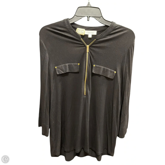 Top 3/4 Sleeve By Calvin Klein In Black, Size: L