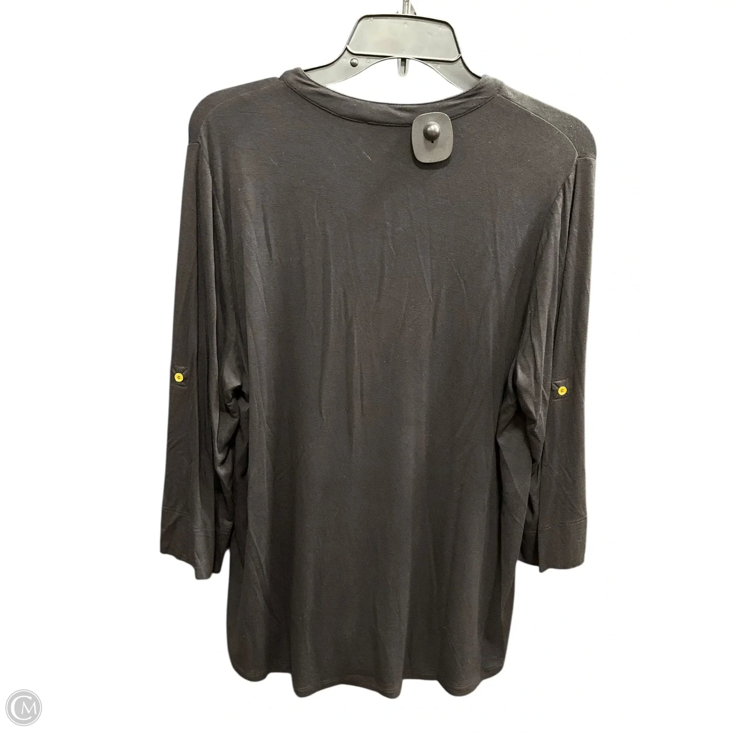 Top 3/4 Sleeve By Calvin Klein In Black, Size: L
