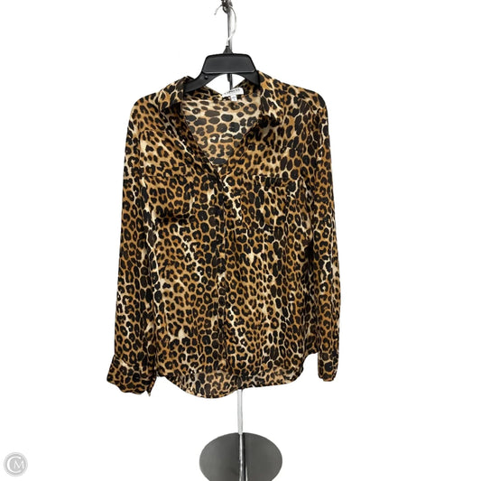 Blouse Long Sleeve By Express In Animal Print, Size: L