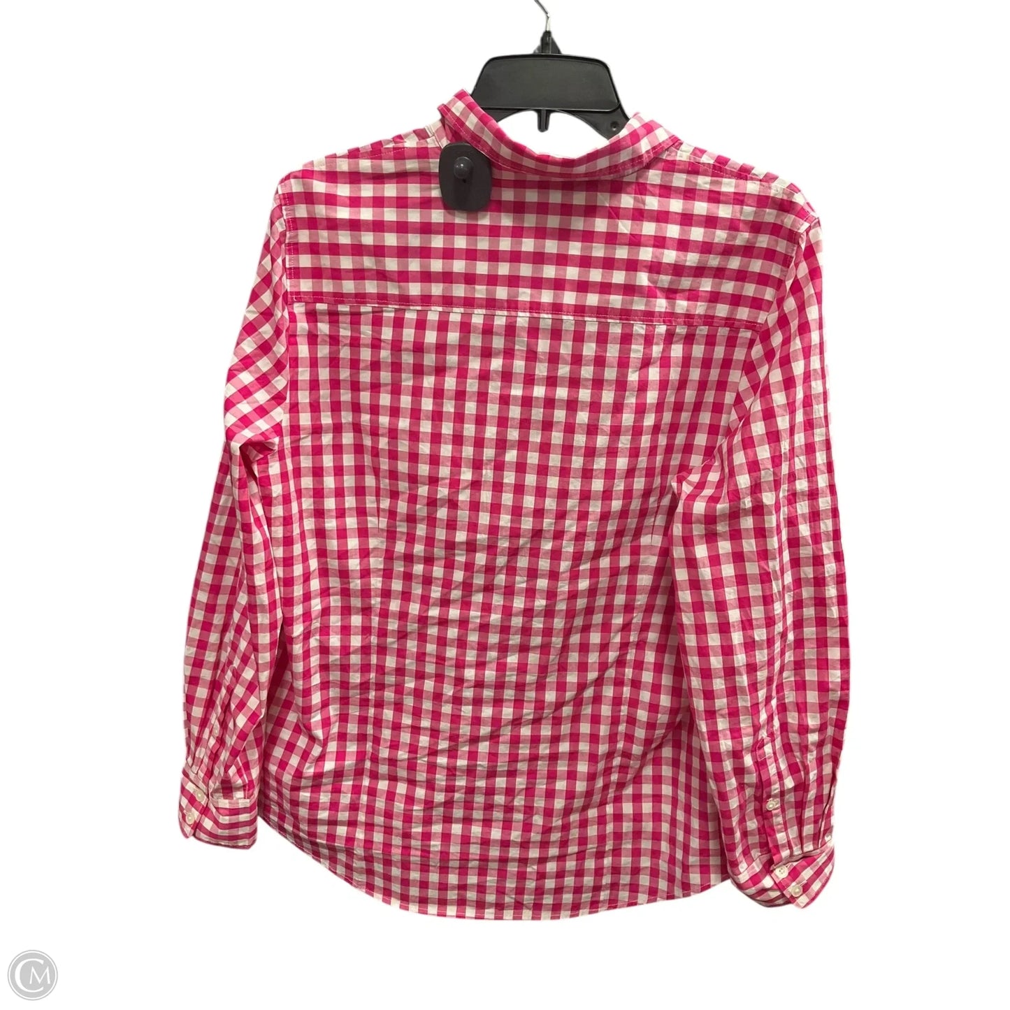 Blouse Long Sleeve By J. Crew In Pink & White, Size: L