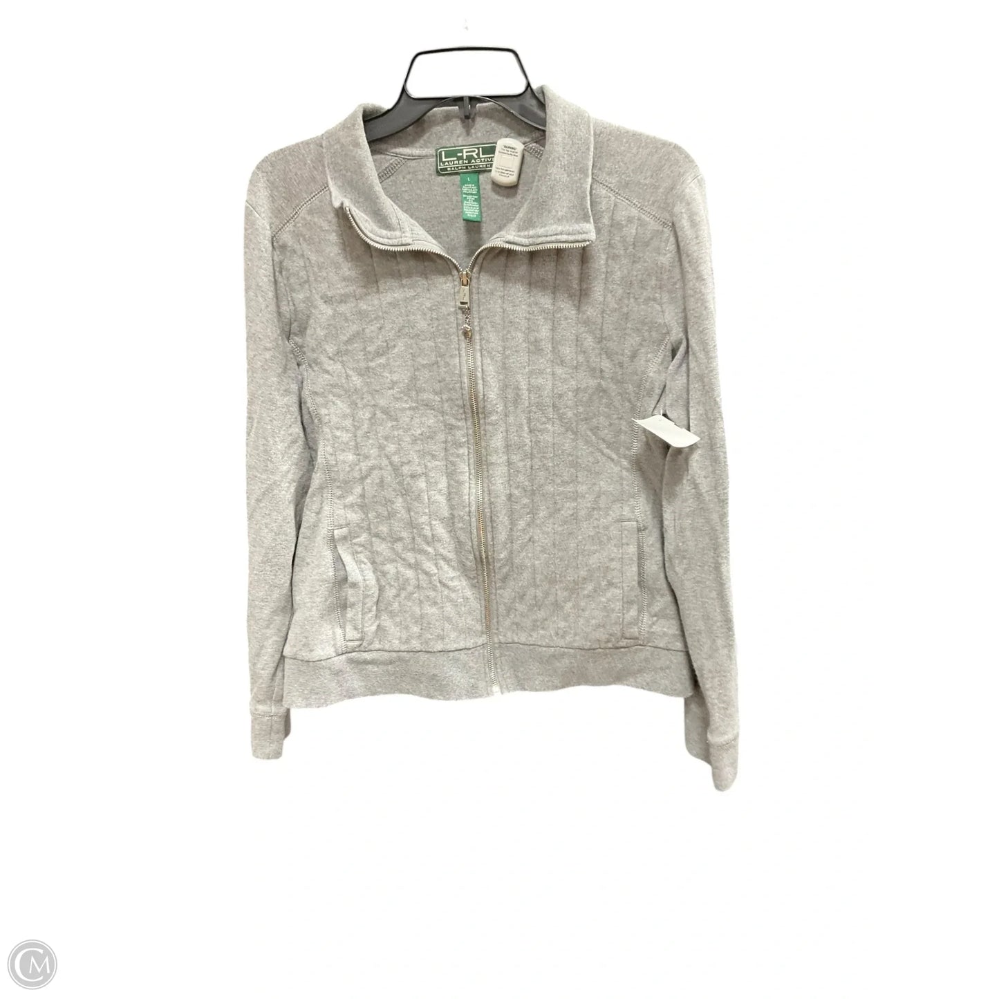 Athletic Jacket By Lauren By Ralph Lauren In Grey, Size: L