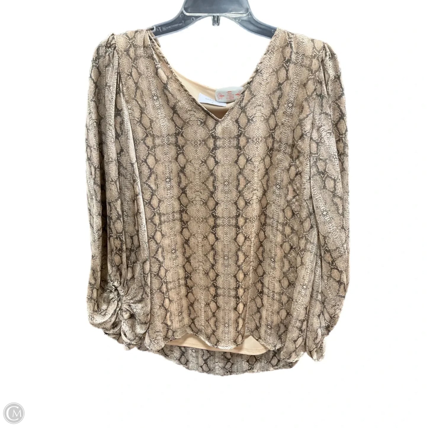 Top Long Sleeve By Adrienne Vittadini In Animal Print, Size: M