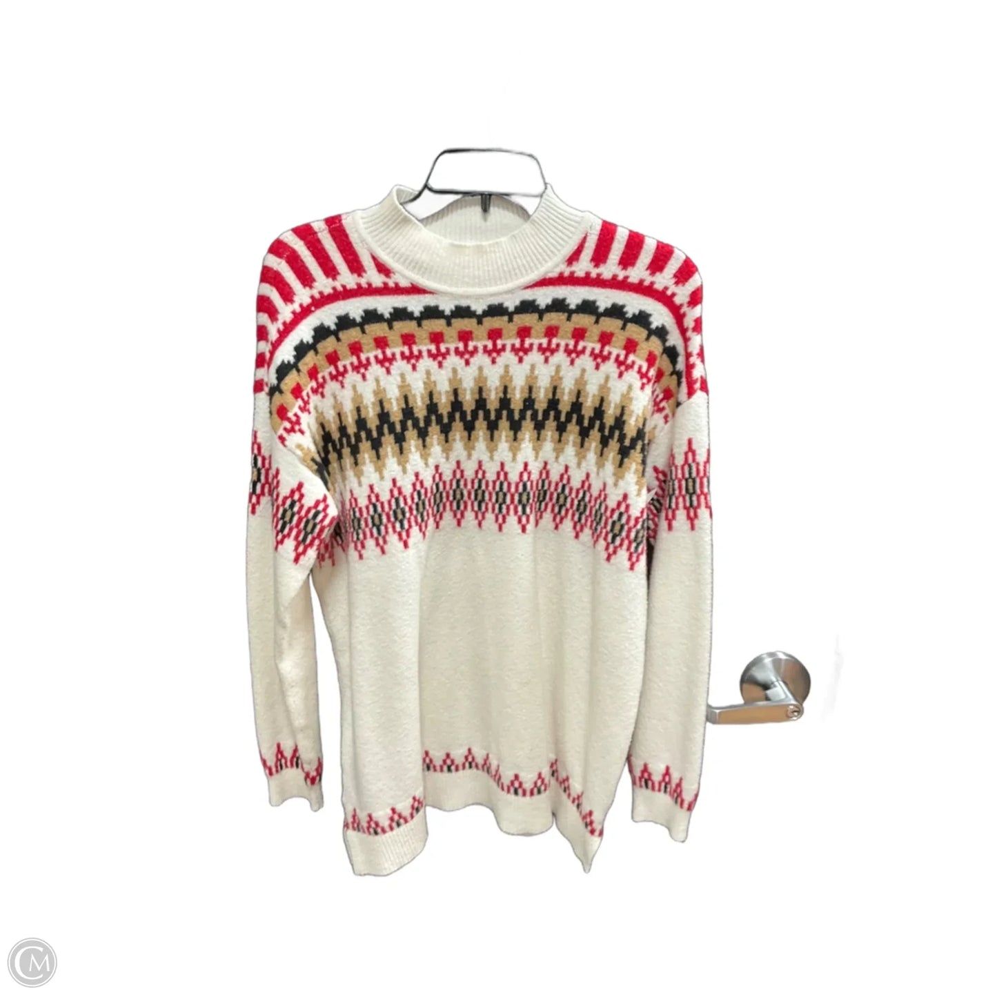 Sweater By Loft In Red & White, Size: L