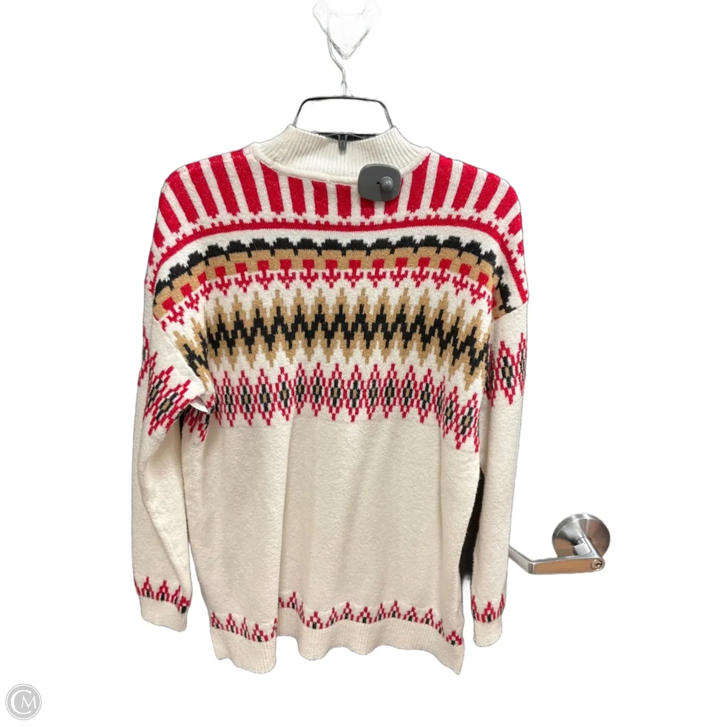 Sweater By Loft In Red & White, Size: L