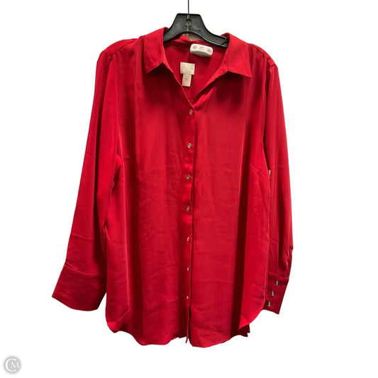 Blouse Long Sleeve By Chicos In Red, Size: L