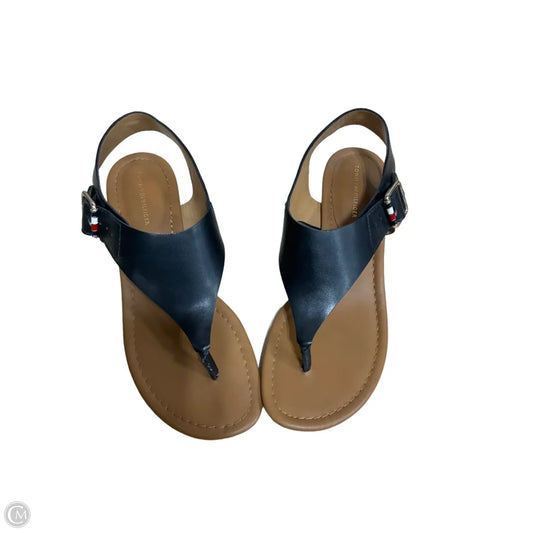Sandals Flats By Tommy Hilfiger In Black & Tan, Size: 8.5