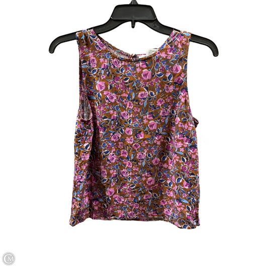Top Sleeveless By J. Crew In Floral Print, Size: Xs
