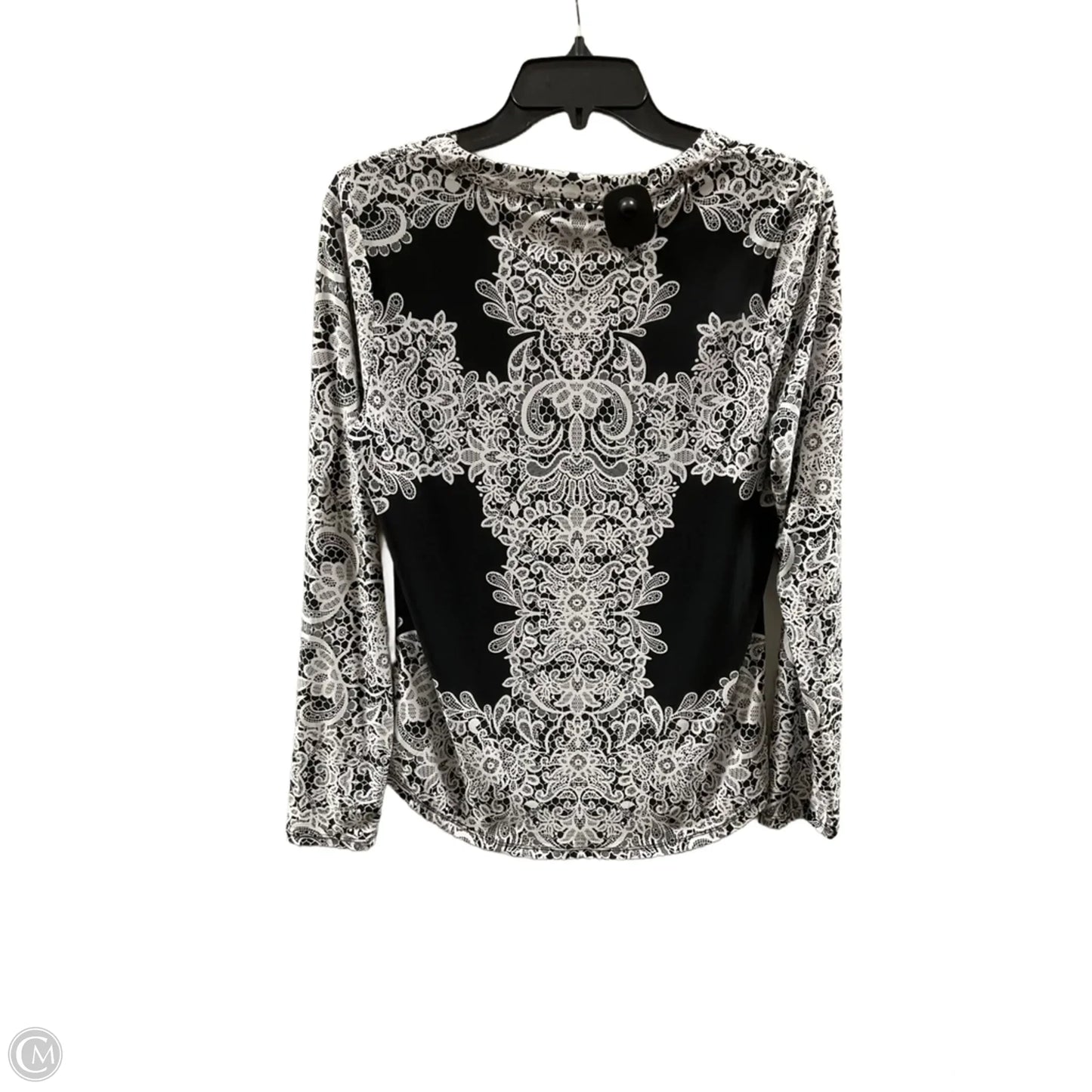 Top Long Sleeve By International Concepts In Black & White, Size: M