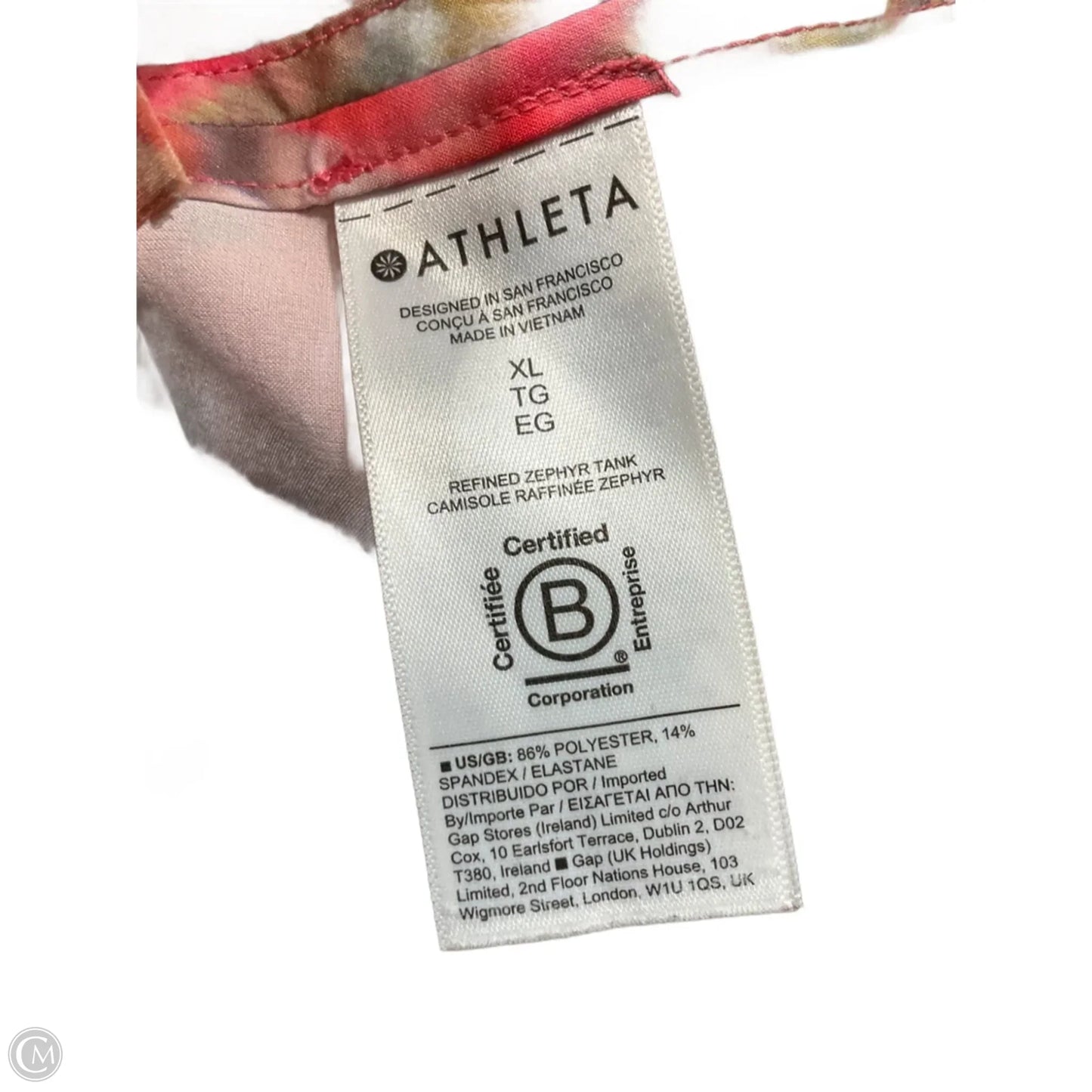 Athletic Tank Top By Athleta In Floral Print, Size: Xl