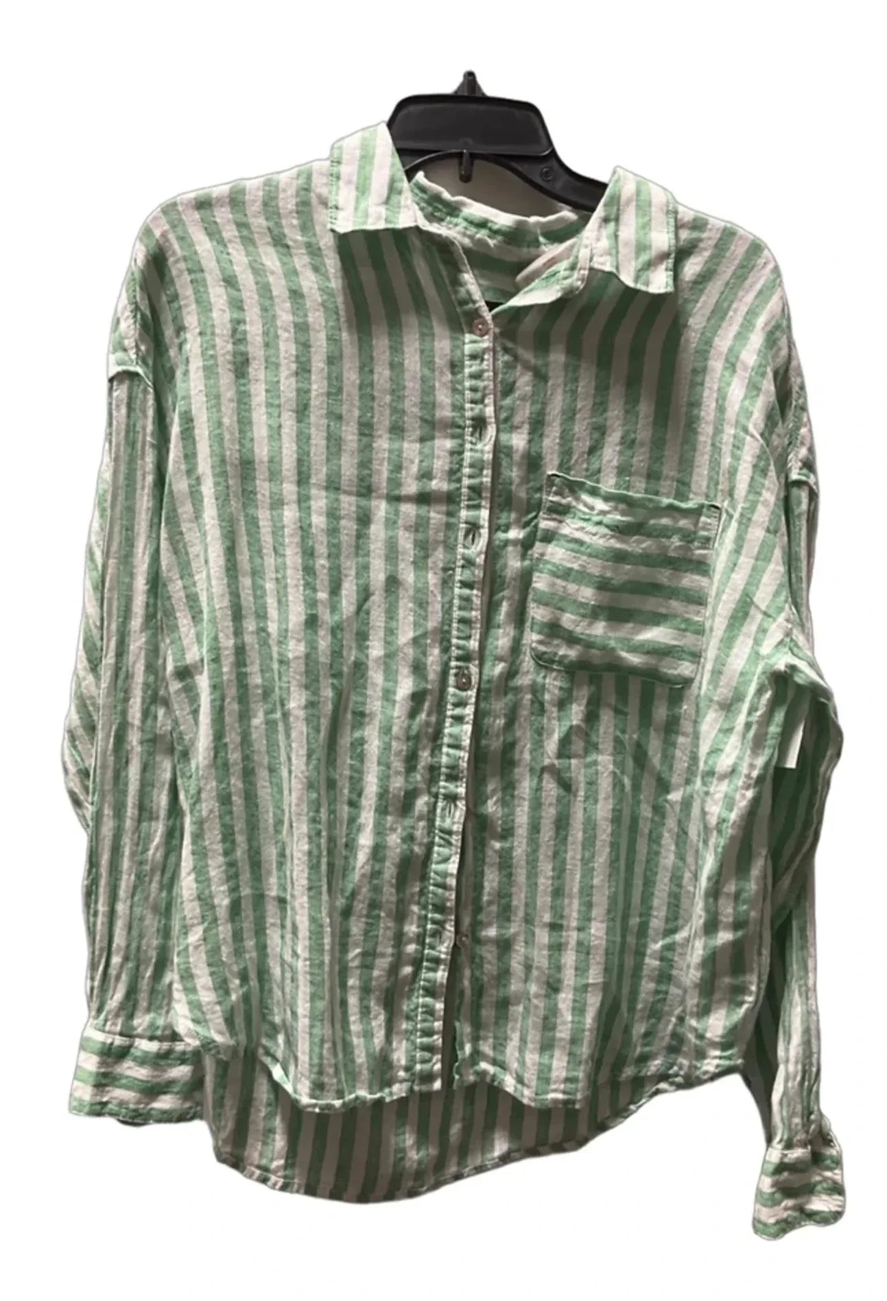 Blouse Long Sleeve By Nicole Miller In Striped Pattern, Size: M