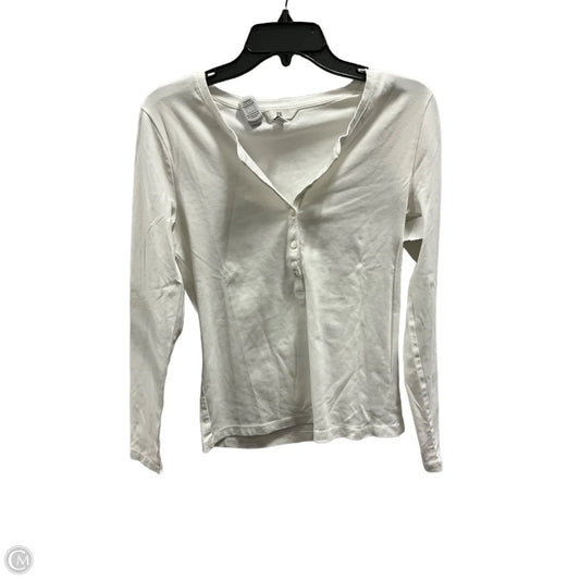 Top Long Sleeve By Banana Republic In White, Size: M
