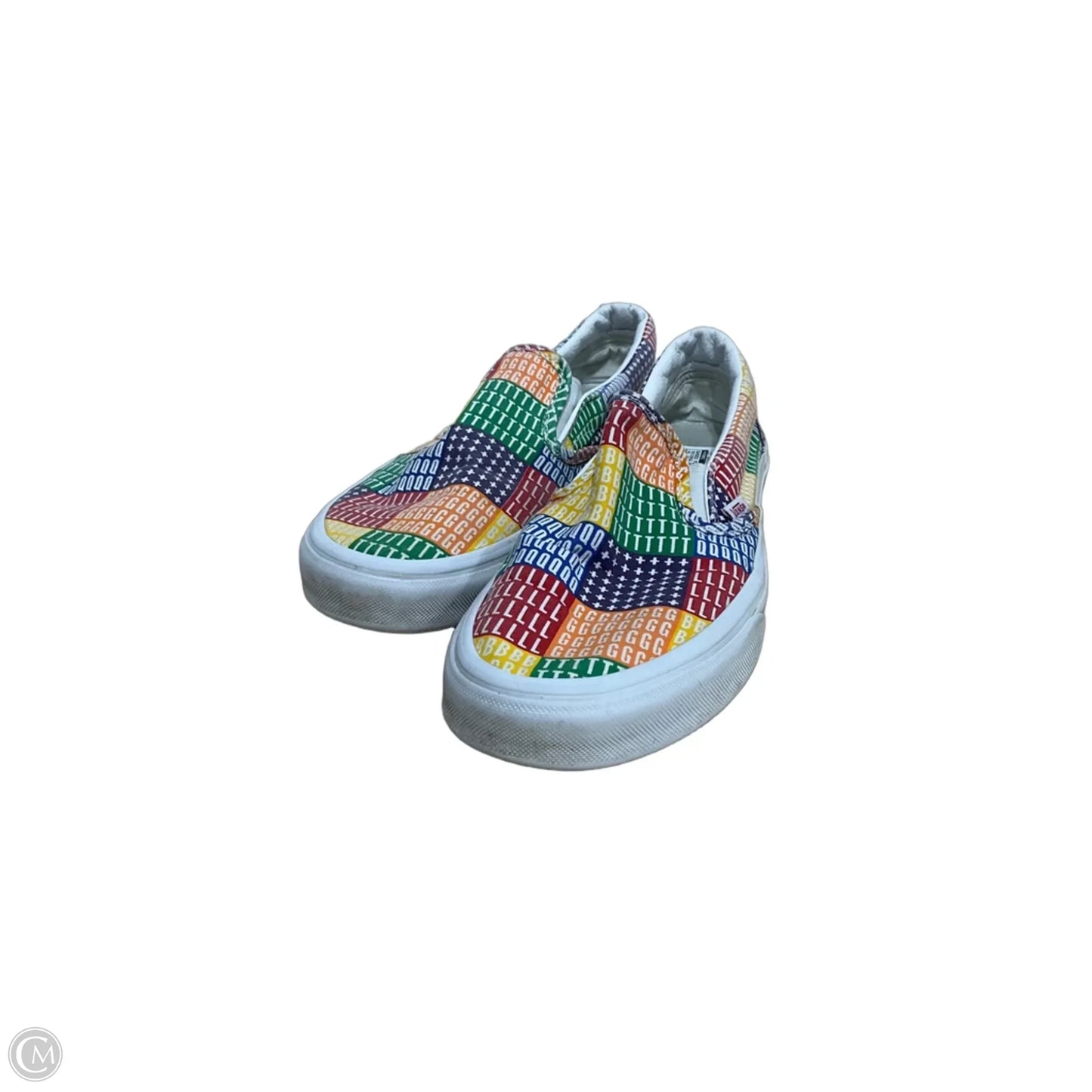 Shoes Flats By Vans In Rainbow Print, Size: 9