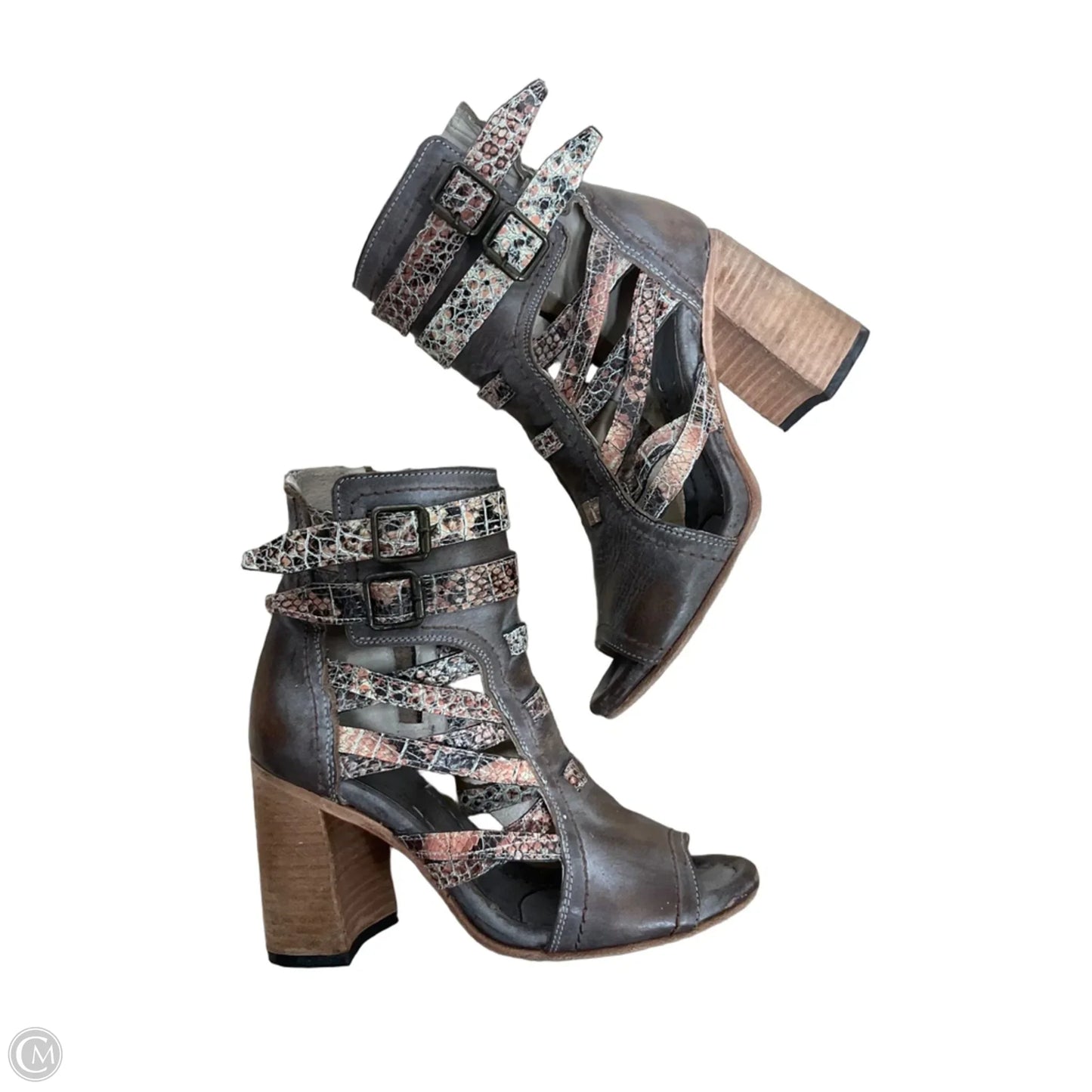 Sandals Heels Block By Freebird In Grey, Size: 9