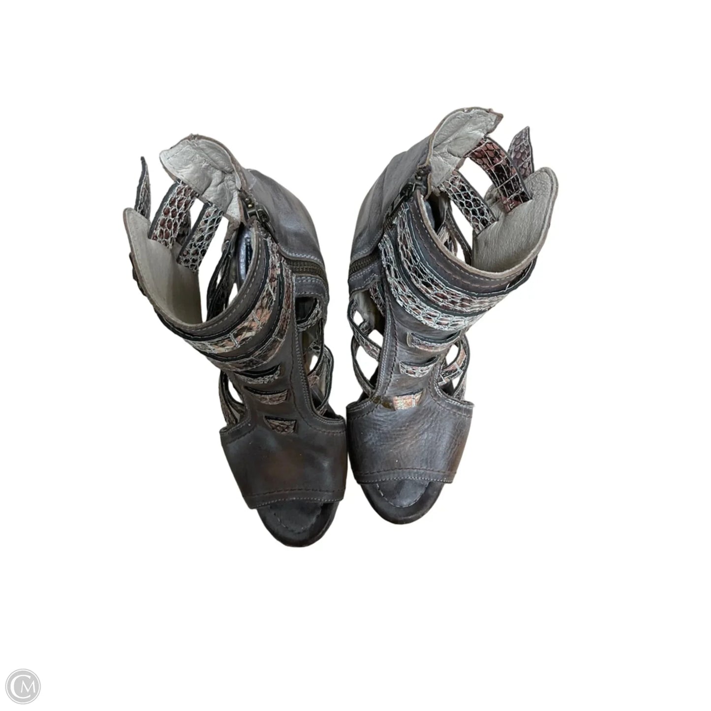 Sandals Heels Block By Freebird In Grey, Size: 9
