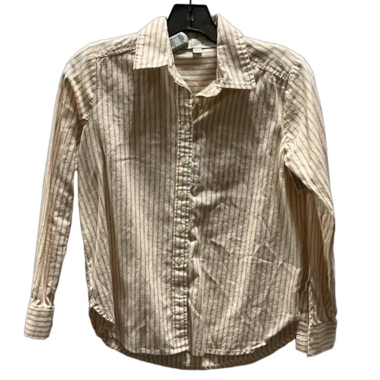 Blouse Long Sleeve By Loft In Striped Pattern, Size: Xs
