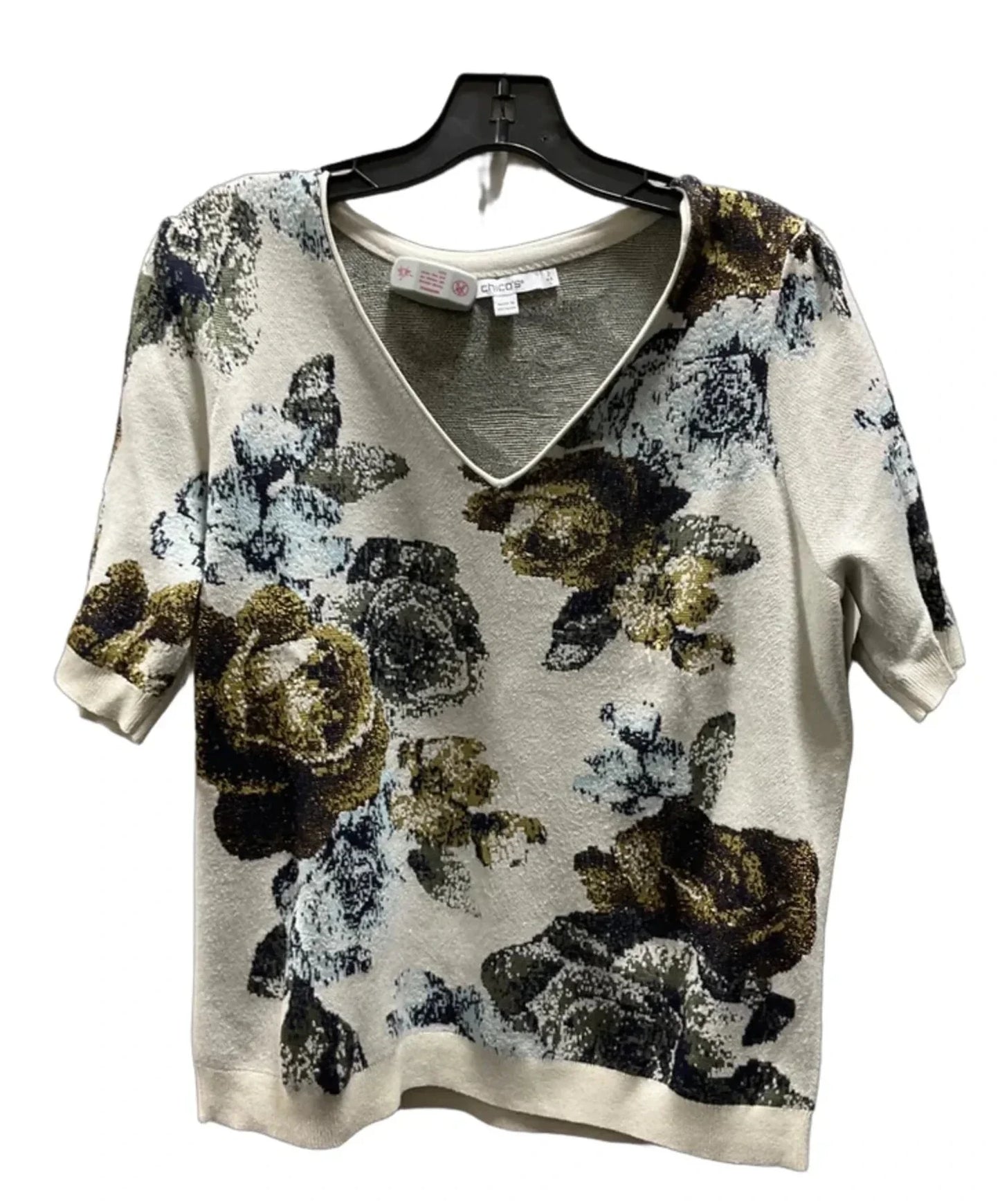 Top Short Sleeve By Chicos In Floral Print, Size: L