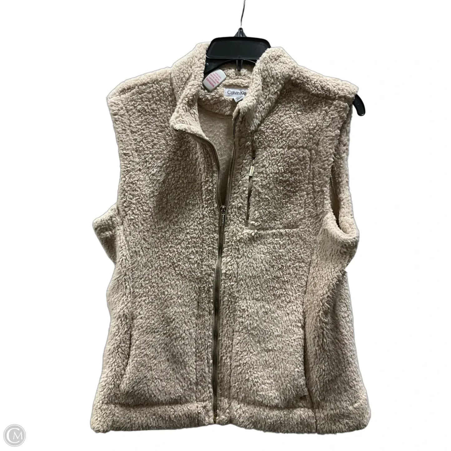 Vest Faux Fur & Sherpa By Calvin Klein In Beige, Size: L