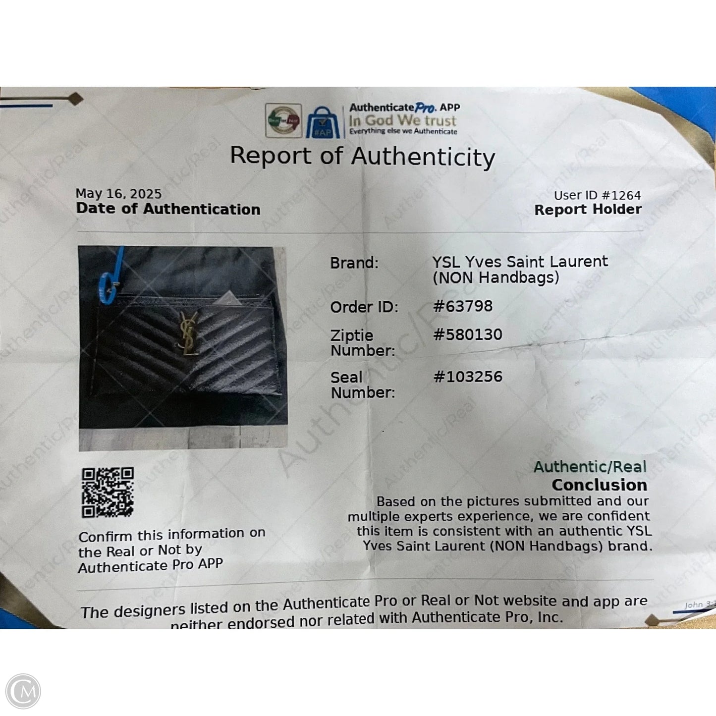 Wallet Luxury Designer By Yves Saint Laurent, Size: Medium