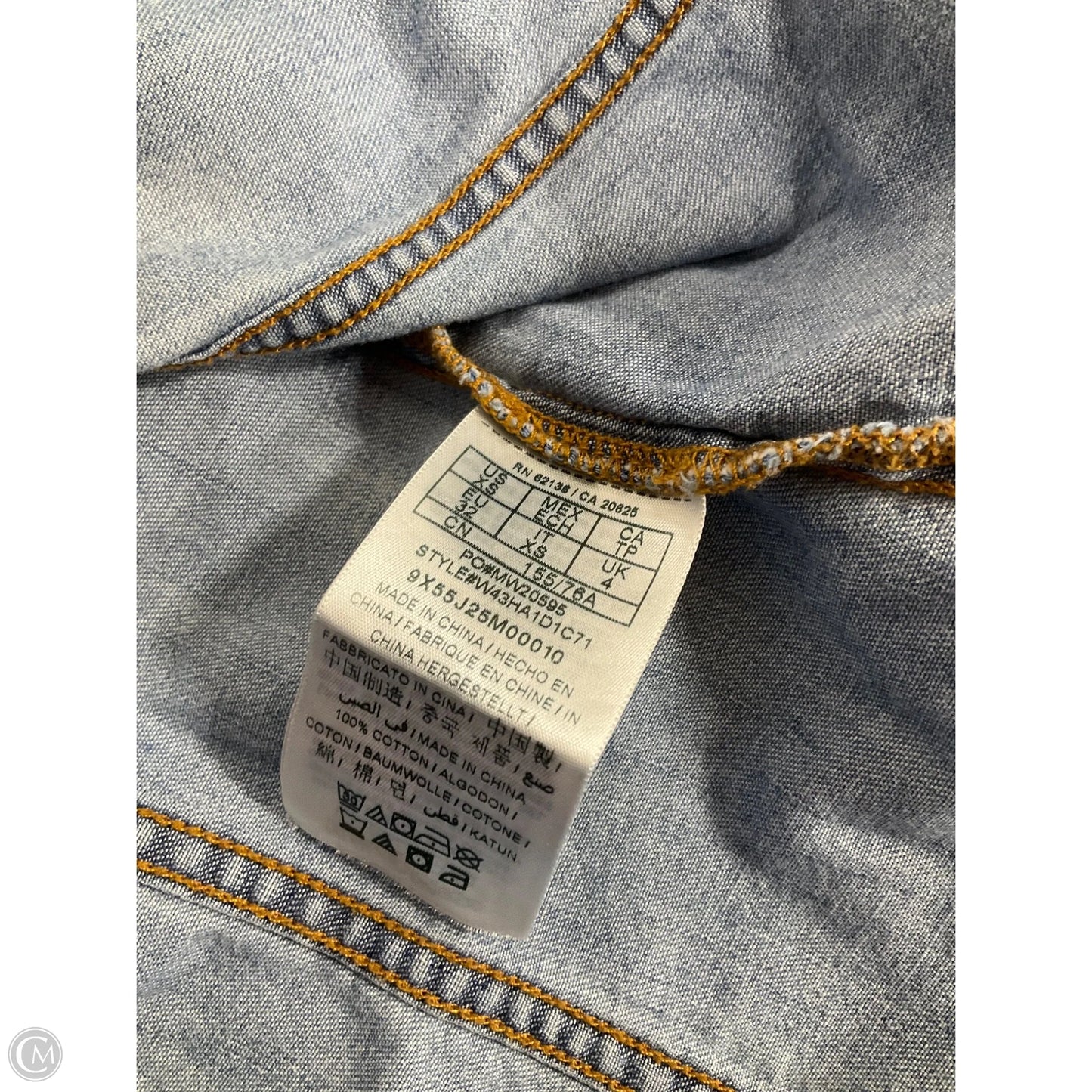 Blouse Long Sleeve By Guess In Blue, Size: Xs