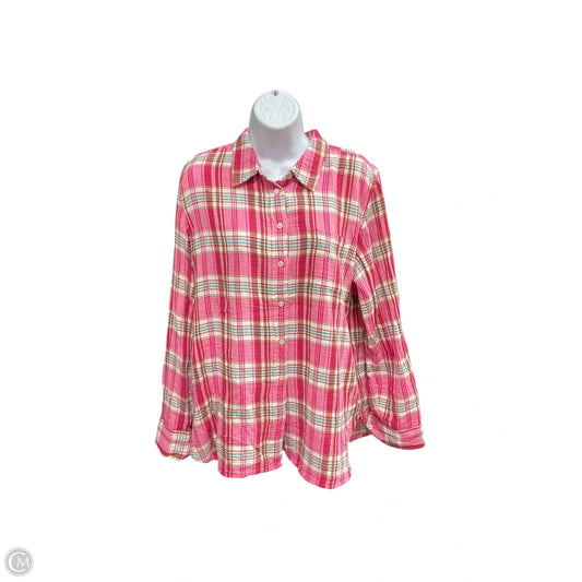 Blouse Long Sleeve By J. Crew In Plaid Pattern, Size: M
