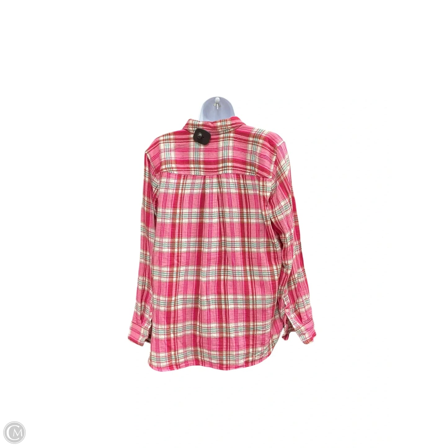 Blouse Long Sleeve By J. Crew In Plaid Pattern, Size: M