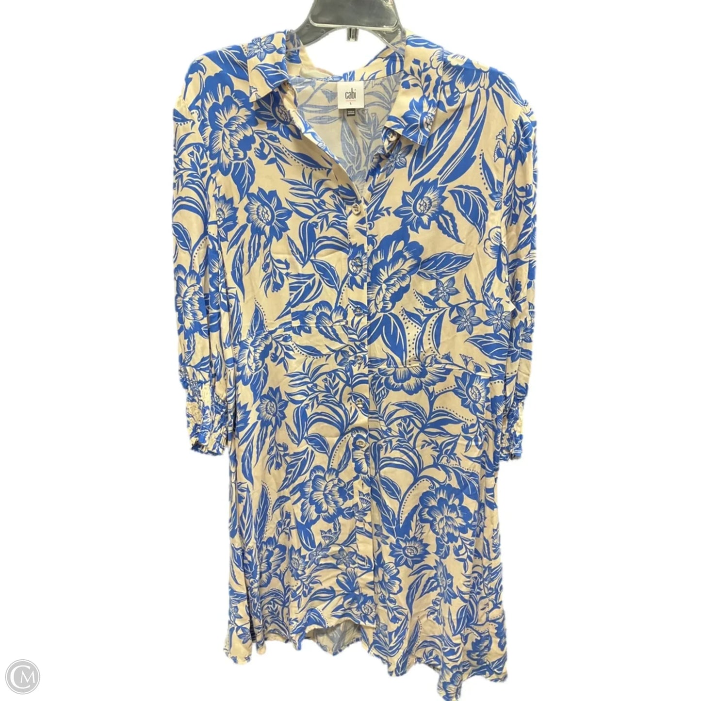 Dress Casual Midi By Cabi In Blue & Cream, Size: L