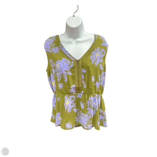 Top Sleeveless By Cabi In Green & Purple, Size: M